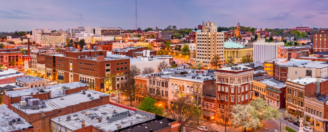 Macon, Georgia, USA downtown city skyline at dusk 2000pc Panoramic Puzzle