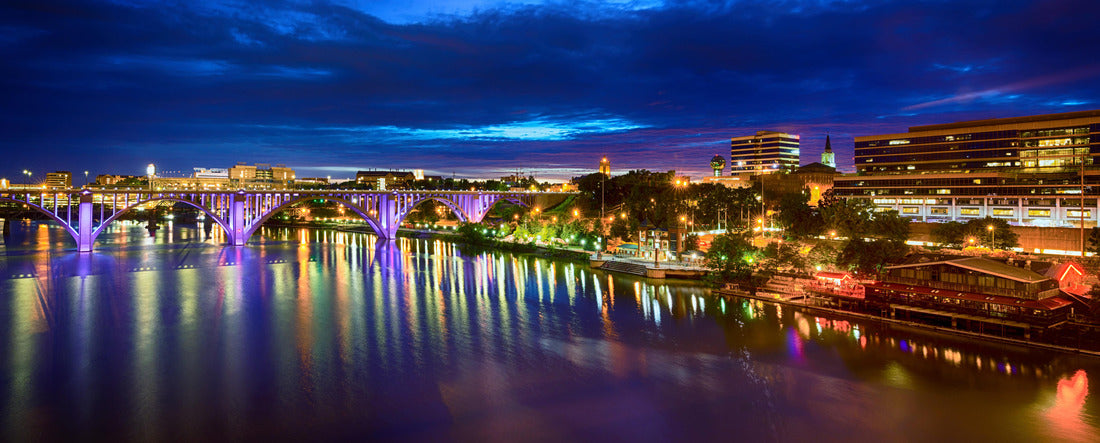 Downtown Knoxville, TN, by riverfront after sunset 2000pc Panoramic Puzzle
