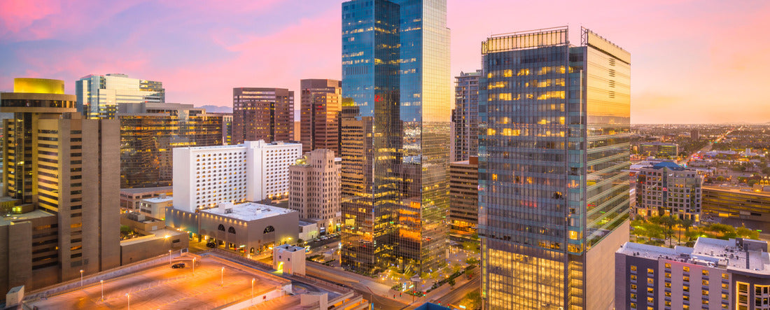 Phoenix, Arizona, USA Downtown cityscape at sunset 2000pc Panoramic Puzzle