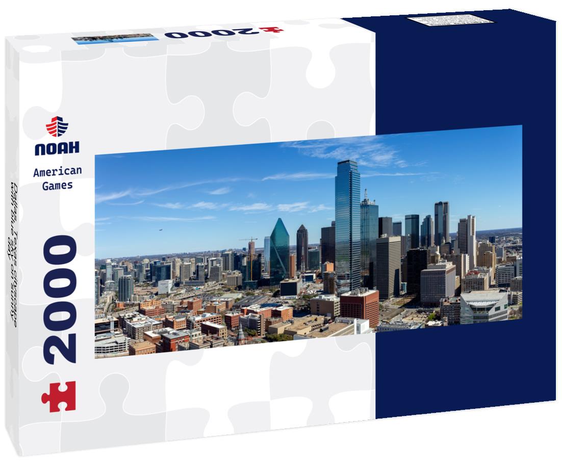 Dallas, Texas cityscape with blue sky on sunny day 2000pc Panoramic Puzzle