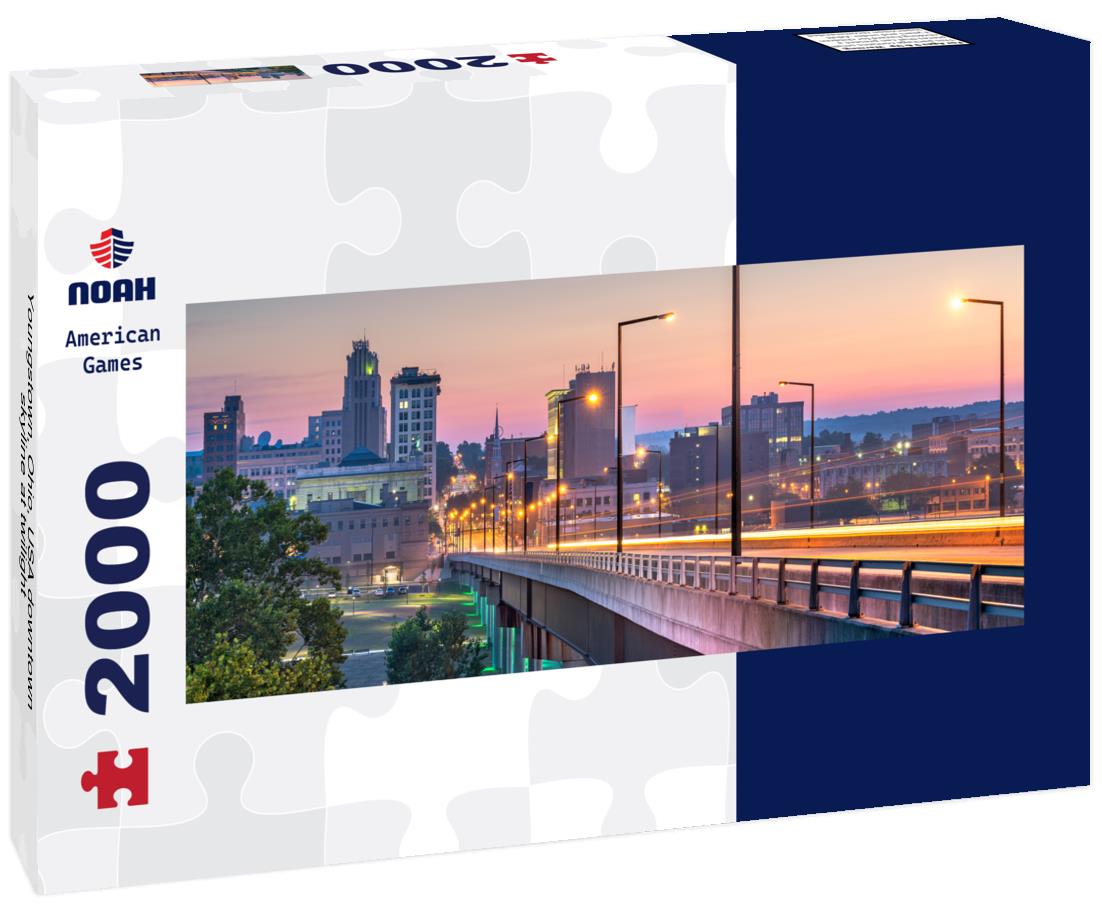 Youngstown, Ohio, USA downtown skyline at twilight 2000pc Panoramic Puzzle