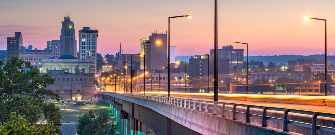 Youngstown, Ohio, USA downtown skyline at twilight 2000pc Panoramic Puzzle