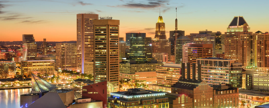 Baltimore, Maryland, USA downtown cityscape at dusk 2000pc Panoramic Puzzle