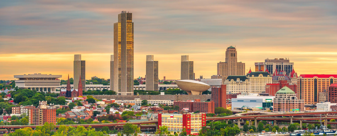 Albany, New York, USA downtown city skyline at dusk 2000pc Panoramic Puzzle