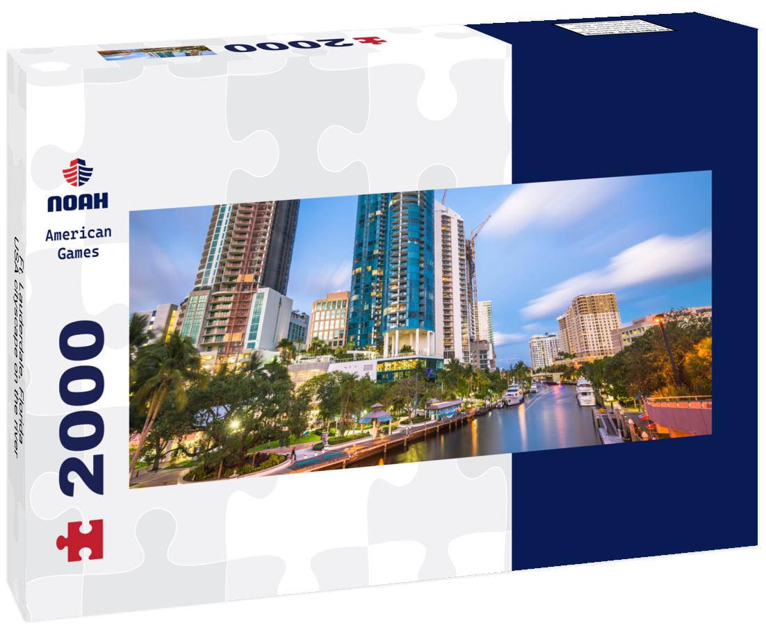 Ft. Lauderdale, Florida, USA cityscape on the river 2000pc Panoramic Puzzle