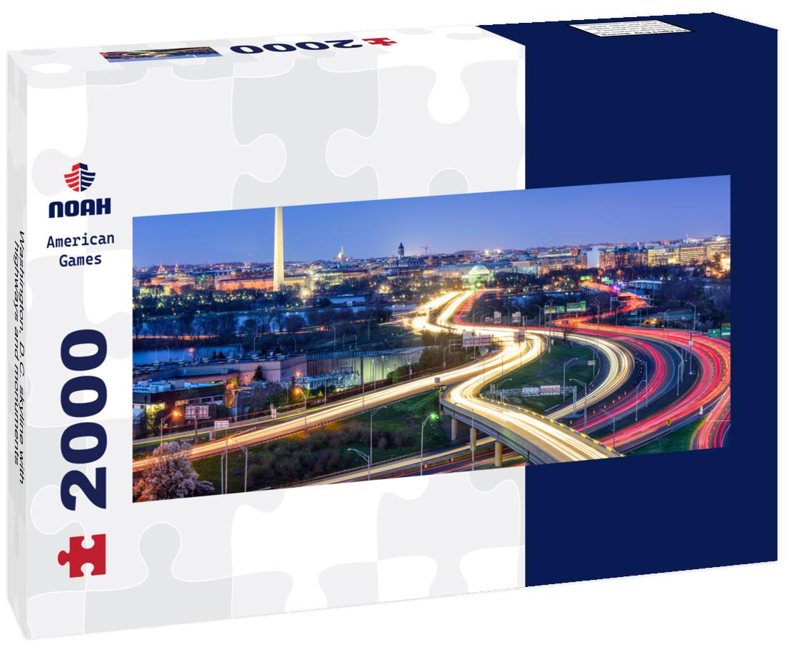 Washington, D.C. skyline with highways and monuments 2000pc Panoramic Puzzle