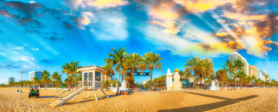 Fort Lauderdale at dusk, Florida coastline 2000pc Panoramic Puzzle