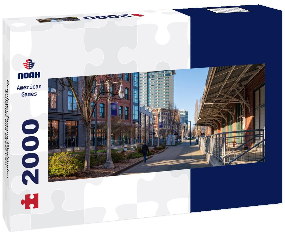 Downtown Tacoma Washington buildings and street view 2000pc Panoramic Puzzle