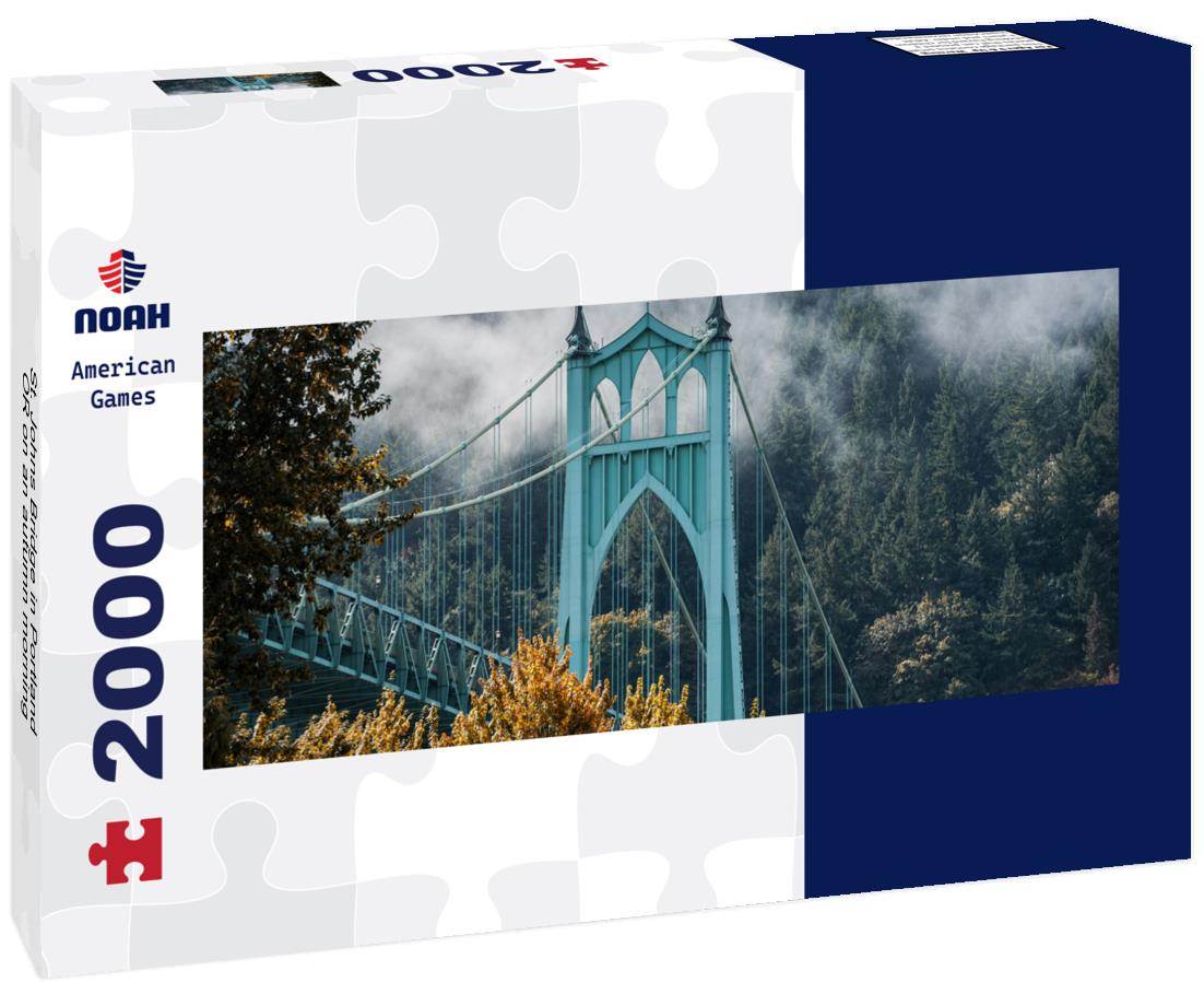 St. Johns Bridge in Portland, OR on an autumn morning 2000pc Panoramic Puzzle