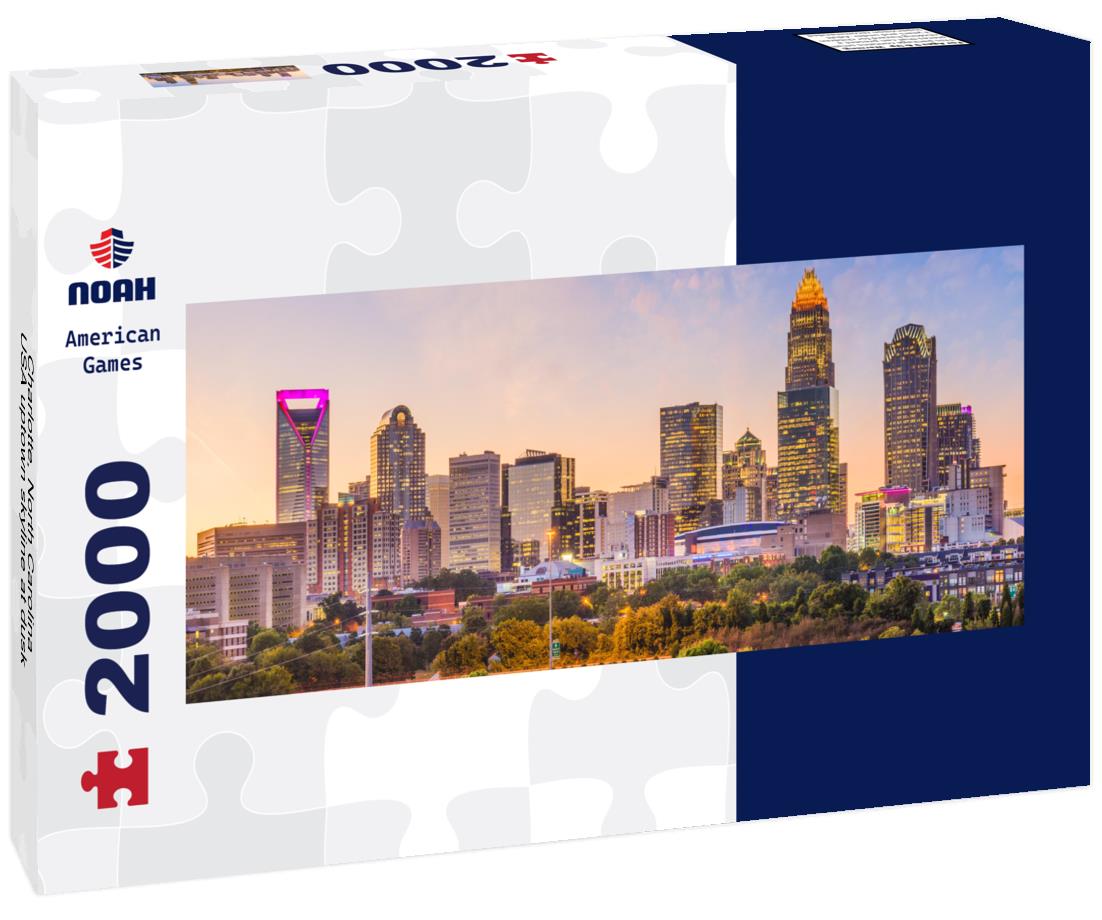 Charlotte, North Carolina, USA uptown skyline at dusk 2000pc Panoramic Puzzle