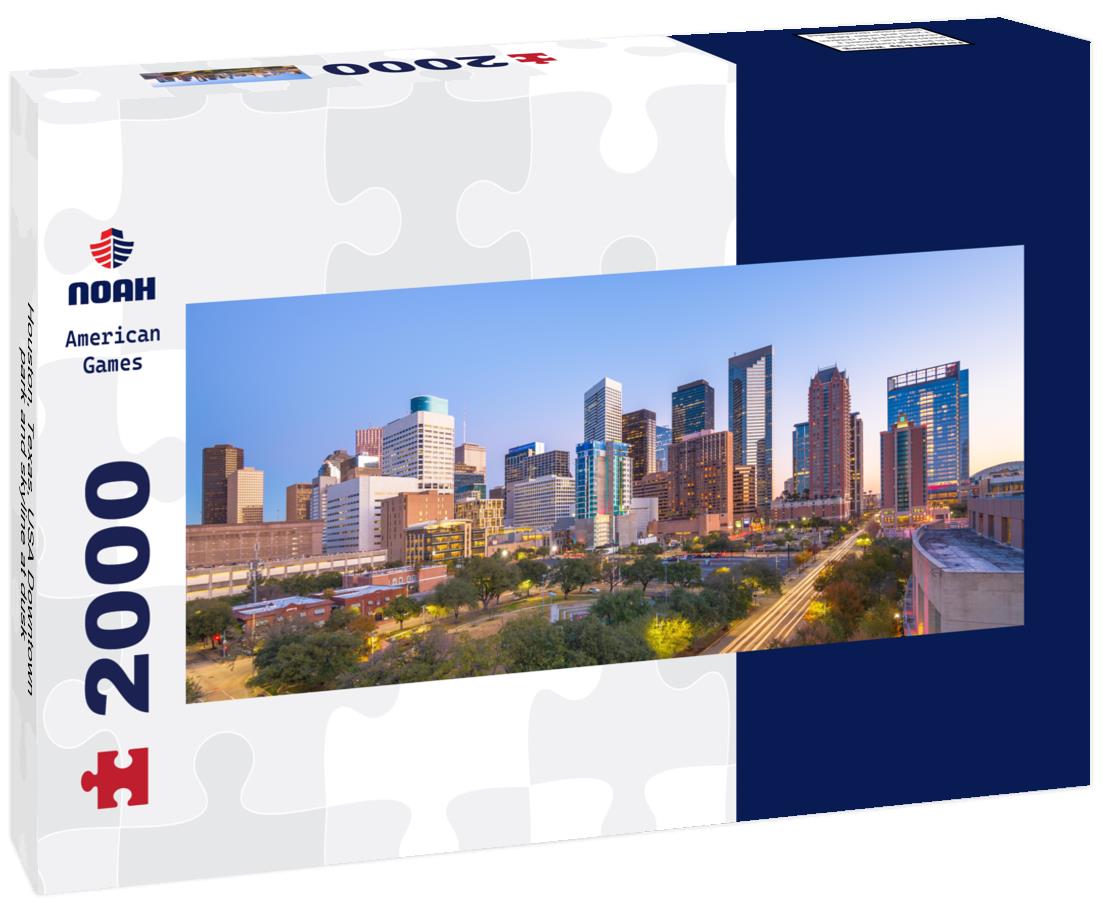 Houston, Texas, USA Downtown park and skyline at dusk 2000pc Panoramic Puzzle