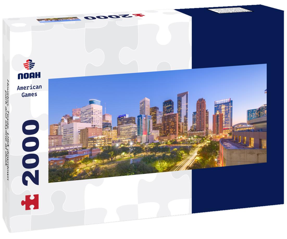 Houston, Texas, USA downtown park and skyline at dusk 2000pc Panoramic Puzzle