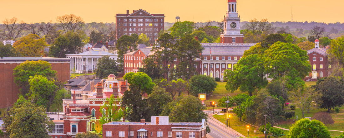 Macon, Georgia, USA historic downtown skyline at dusk 2000pc Panoramic Puzzle