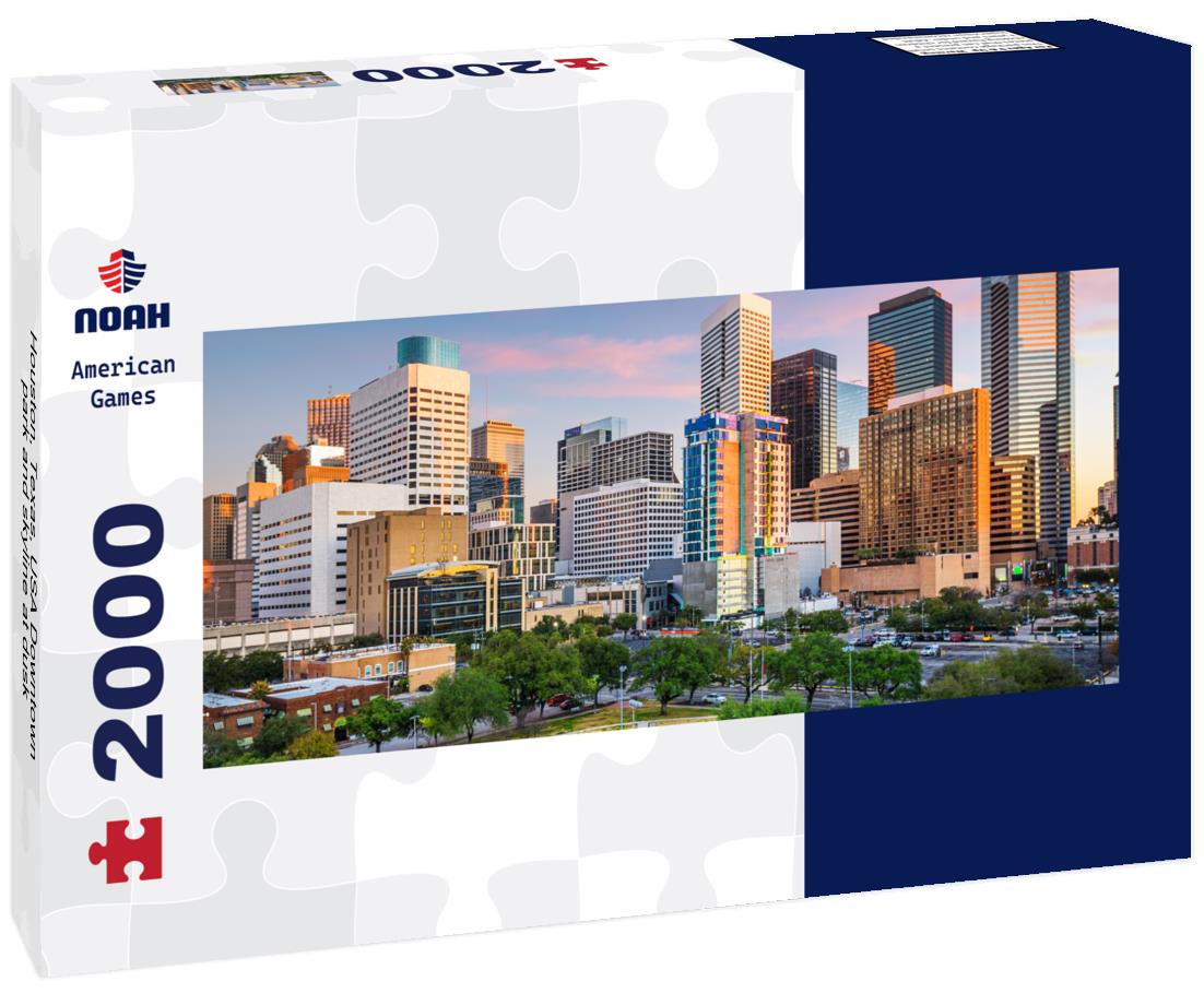Houston, Texas, USA Downtown park and skyline at dusk 2000pc Panoramic Puzzle