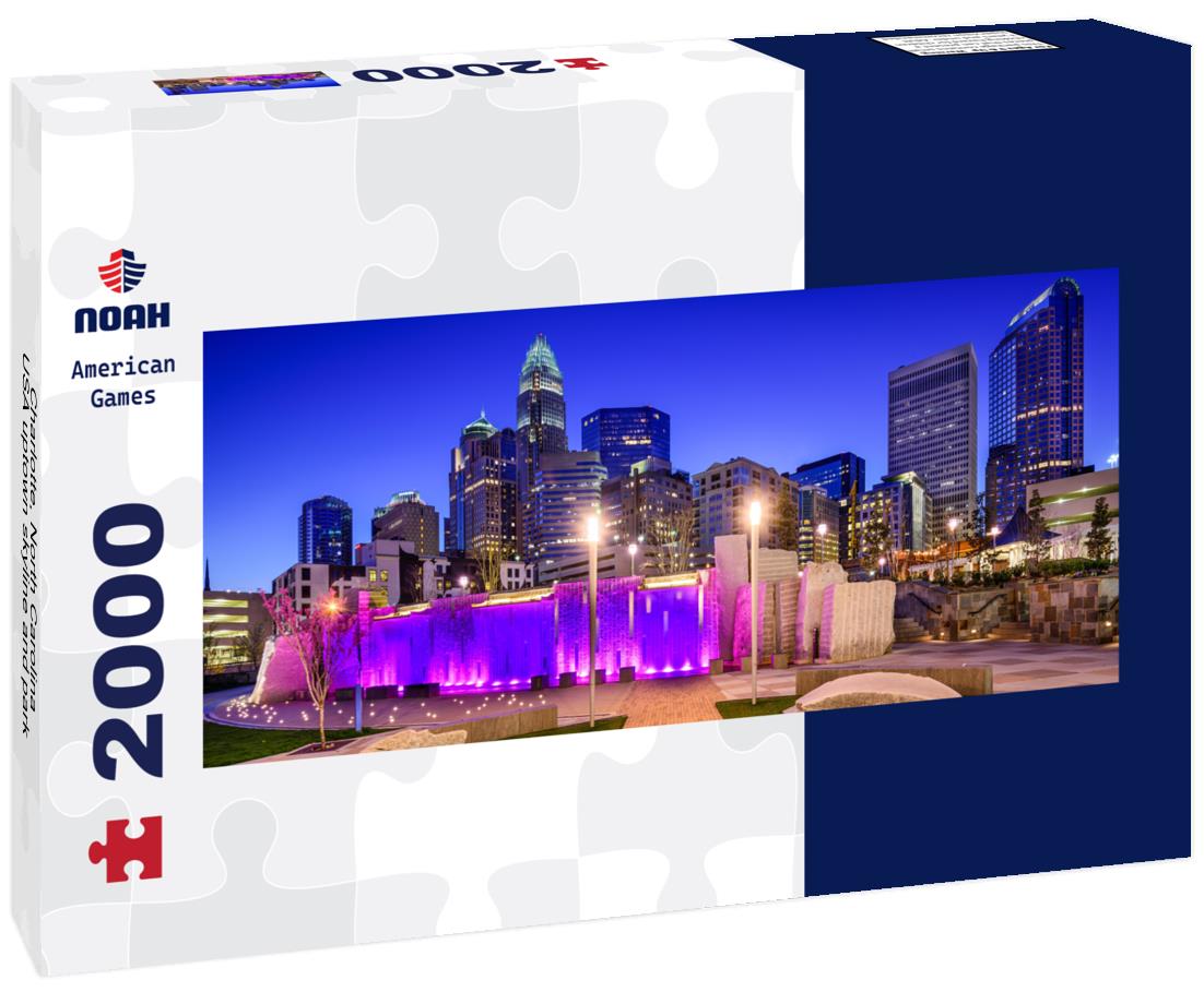 Charlotte, North Carolina, USA uptown skyline and park 2000pc Panoramic Puzzle