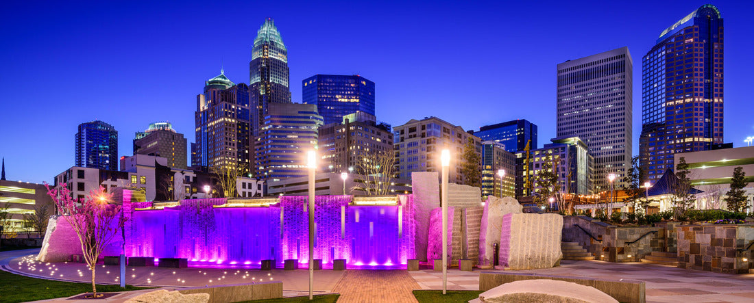 Charlotte, North Carolina, USA uptown skyline and park 2000pc Panoramic Puzzle