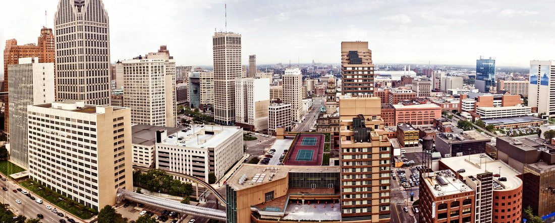 Aerial view of abandoned downtown of Detroit, Michigan 2000pc Panoramic Puzzle