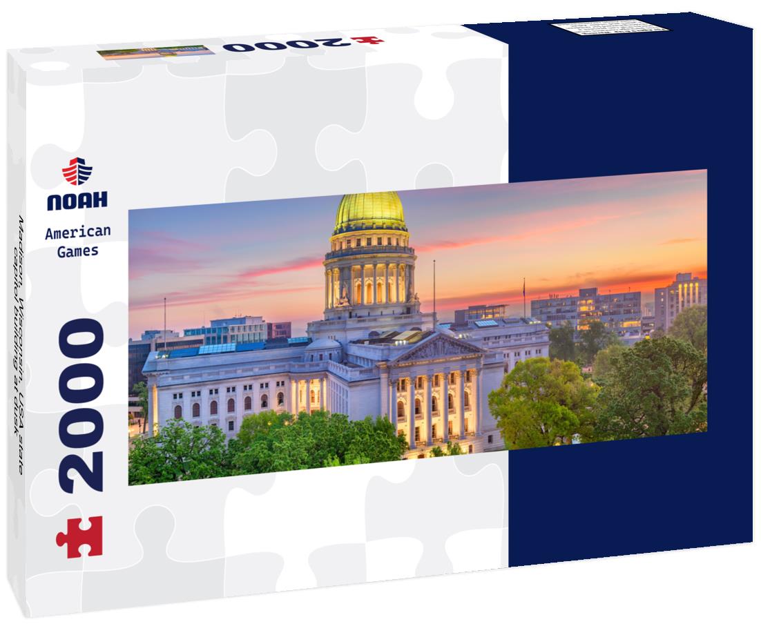 Madison, Wisconsin, USA state capitol building at dusk 2000pc Panoramic Puzzle