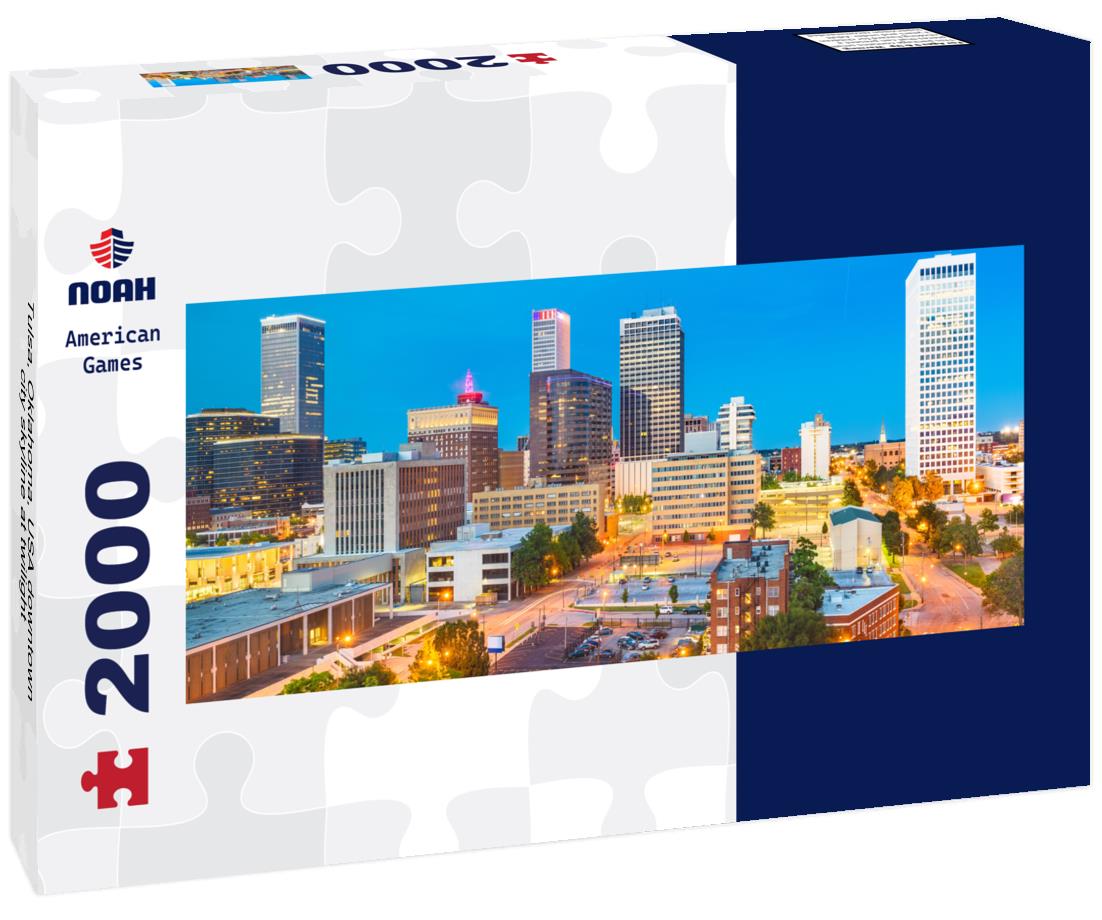 Tulsa, Oklahoma, USA downtown city skyline at twilight 2000pc Panoramic Puzzle