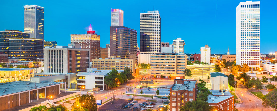 Tulsa, Oklahoma, USA downtown city skyline at twilight 2000pc Panoramic Puzzle