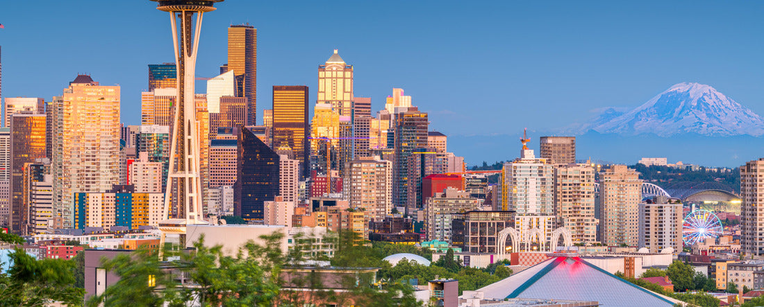 Seattle, Washington, USA downtown city skyline at dusk 2000pc Panoramic Puzzle