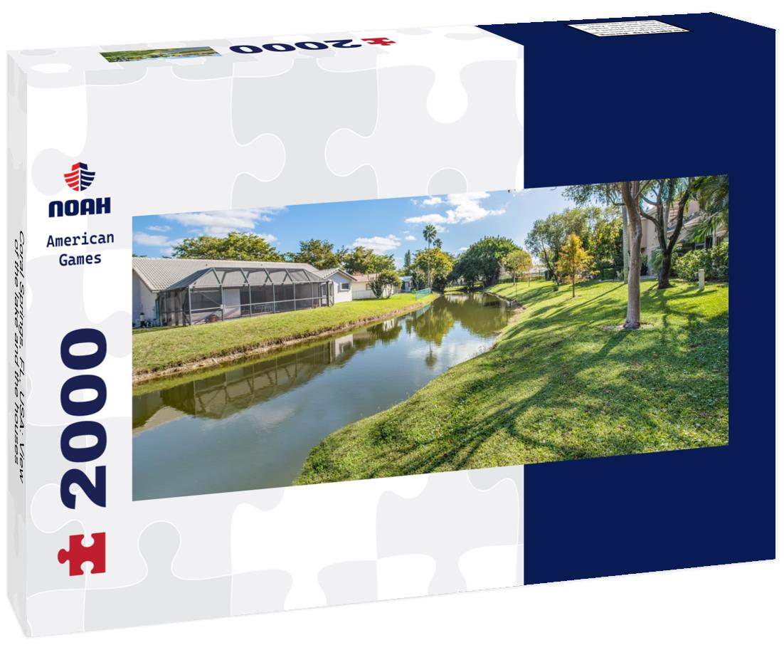 Coral Springs, FL, USA: View of the lake and the houses 2000pc Panoramic Puzzle
