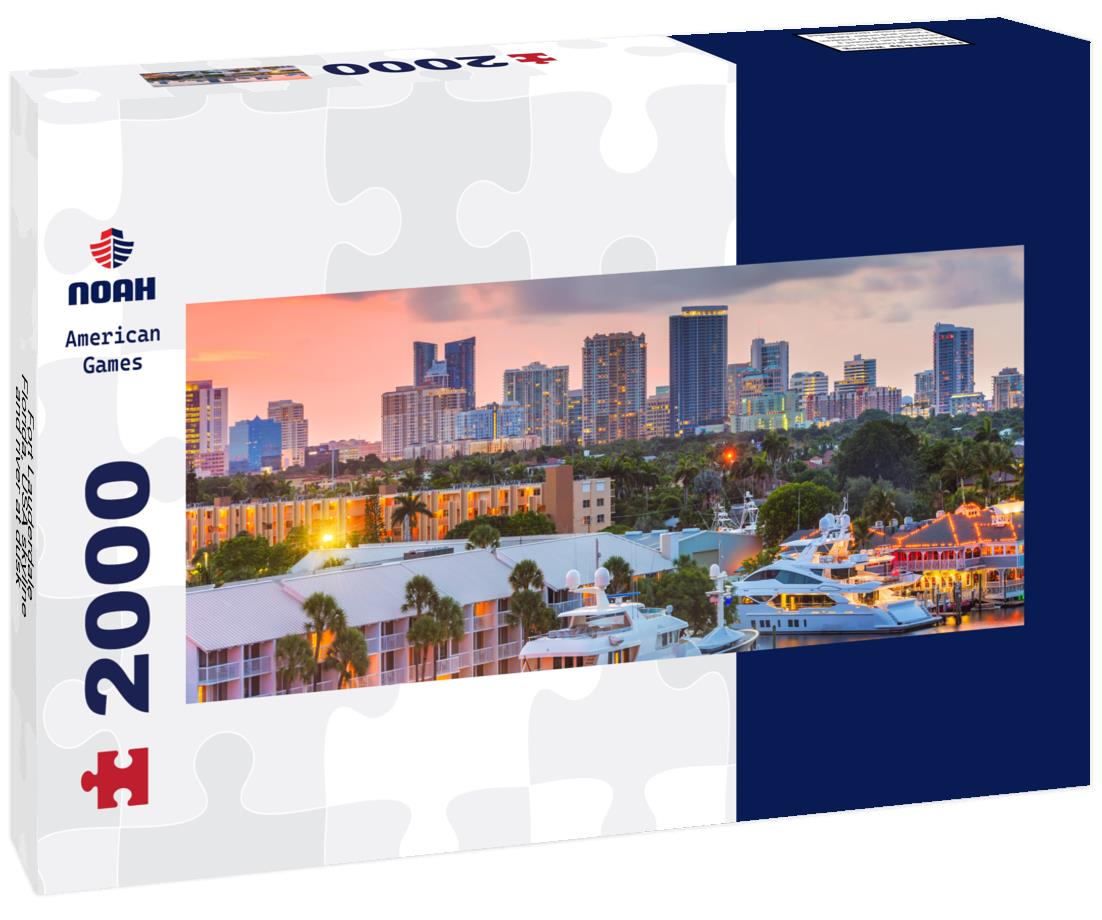 Fort Lauderdale, Florida, USA skyline and river at dusk 2000pc Panoramic Puzzle
