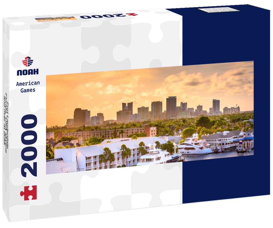 Fort Lauderdale, Florida, USA skyline and river at dusk 2000pc Panoramic Puzzle