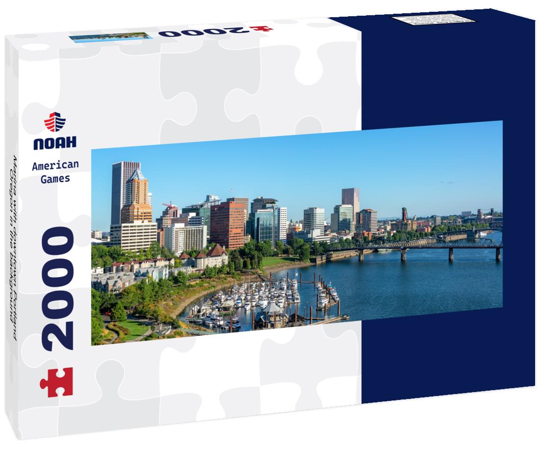 Marina with downtown Portland, Oregon in the background 2000pc Panoramic Puzzle