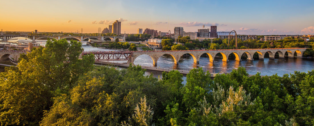 Minneapolis Minnesota at Sunset on the Mississippi River 2000pc Panoramic Puzzle