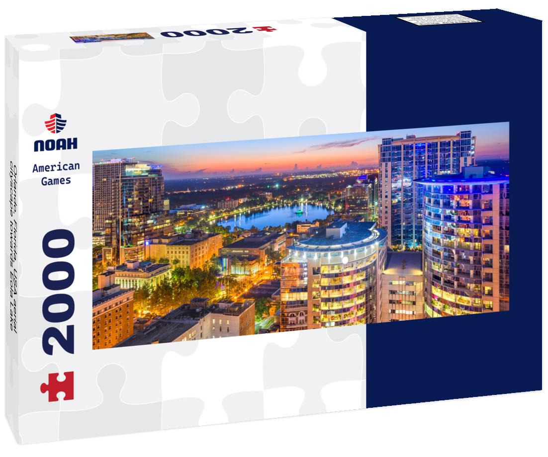 Orlando, Florida, USA aerial cityscape towards Eola Lake 2000pc Panoramic Puzzle