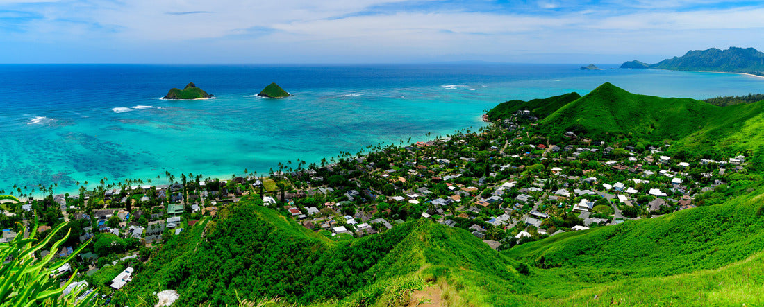 Lanikai Beach as seen from above in Kailua, Oahu, Hawaii 2000pc Panoramic Puzzle