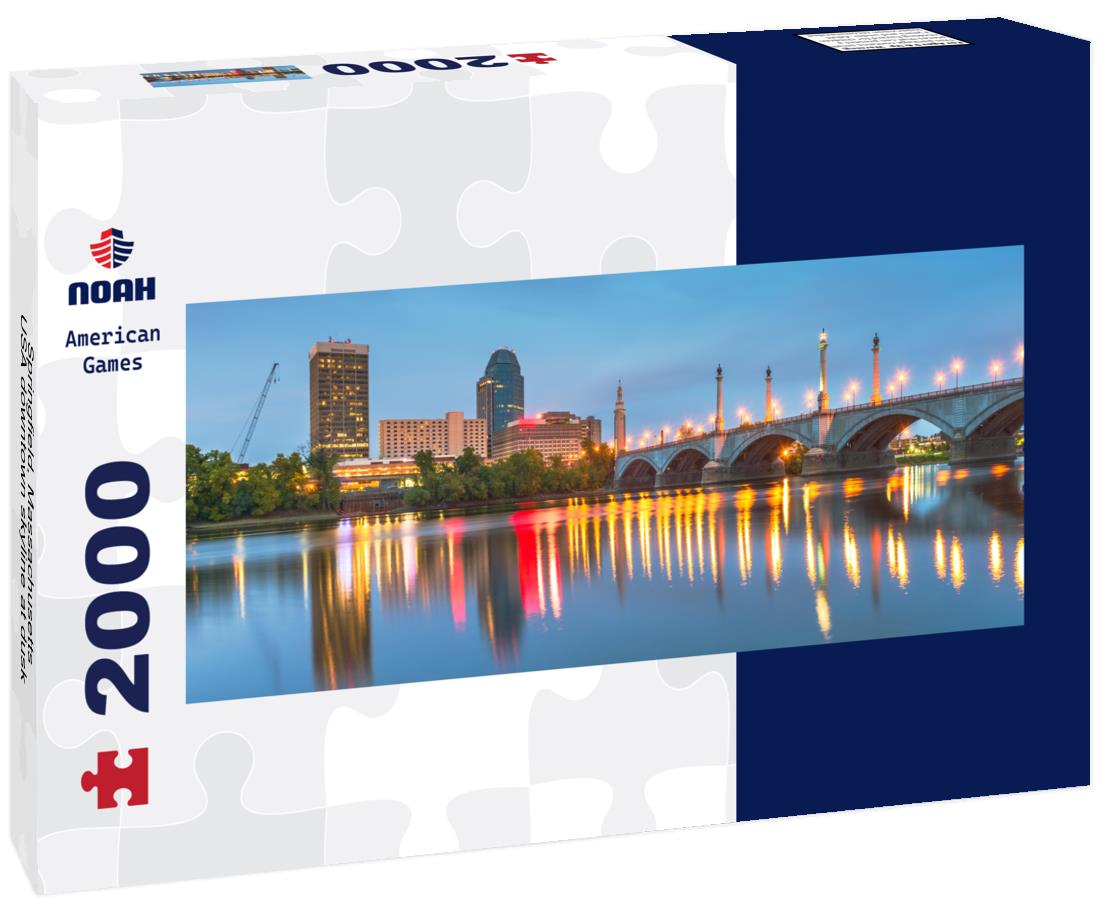 Springfield, Massachusetts, USA downtown skyline at dusk 2000pc Panoramic Puzzle