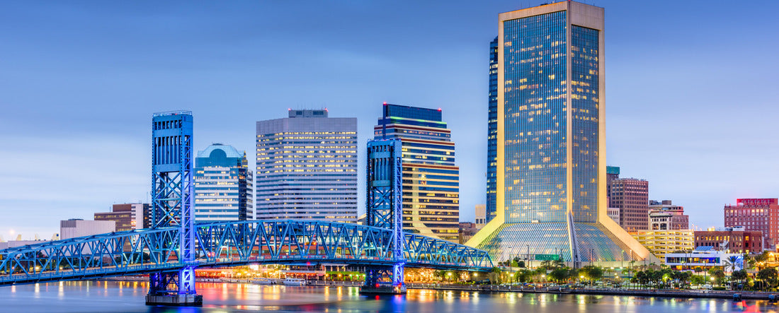 Jacksonville, Florida, USA Downtown city skyline at dusk 2000pc Panoramic Puzzle