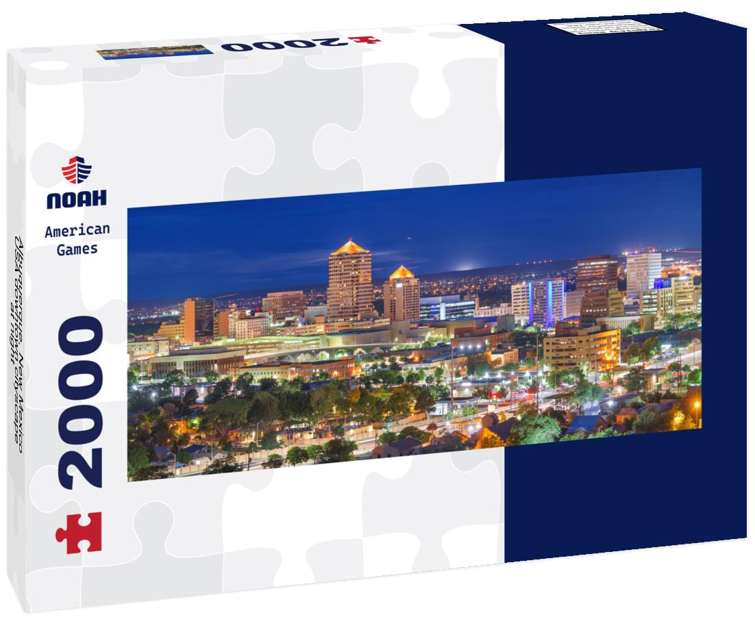 Albuquerque, New Mexico, USA downtown cityscape at night 2000pc Panoramic Puzzle