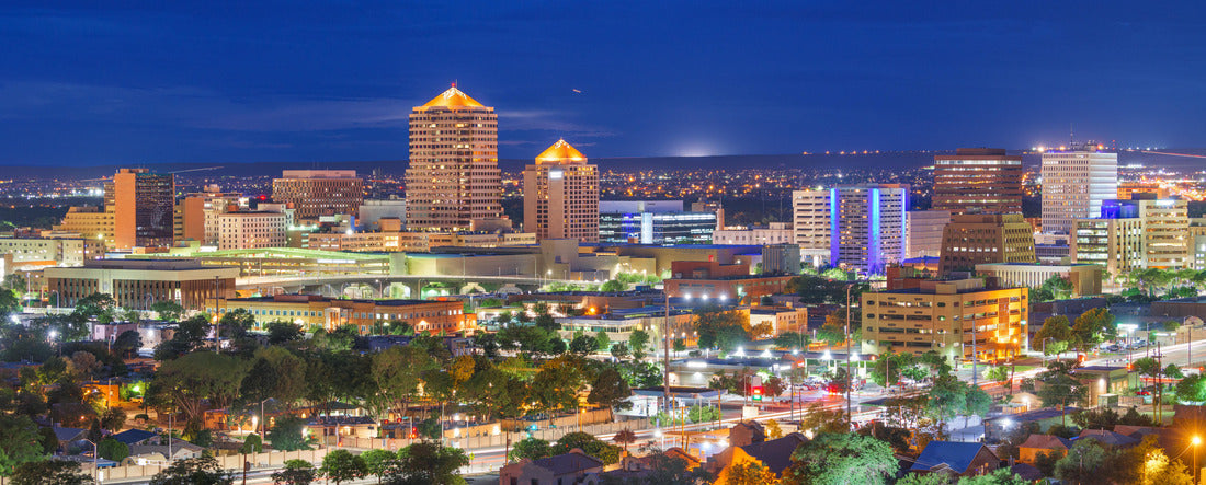 Albuquerque, New Mexico, USA downtown cityscape at night 2000pc Panoramic Puzzle