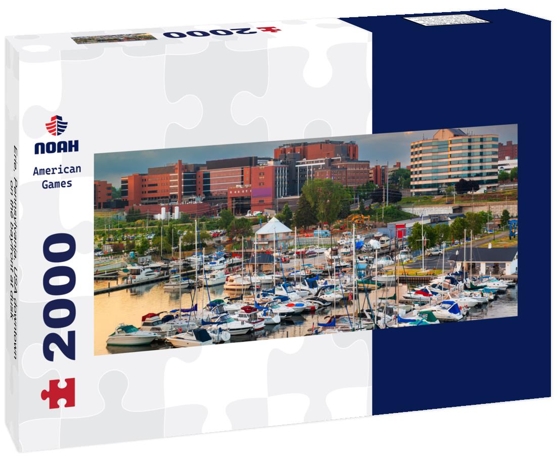 Erie, Pennsylvania, USA downtown on the bayfront at dusk 2000pc Panoramic Puzzle