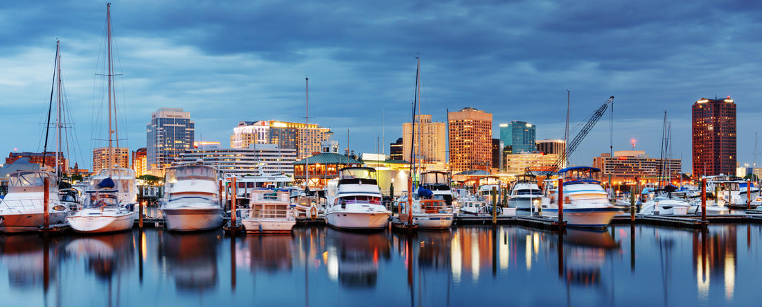 Norfolk, Virginia, USA on the Chesapeake Bay at twilight 2000pc Panoramic Puzzle