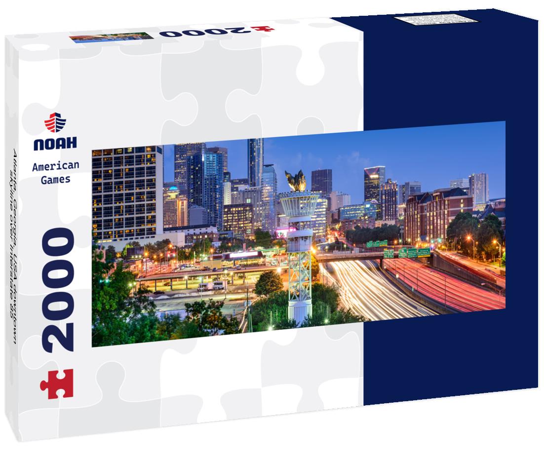 Atlanta, Georgia, USA downtown skyline over Interstate 85 2000pc Panoramic Puzzle