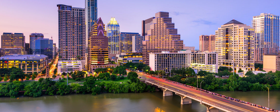 Austin, Texas, USA Downtown skyline at the Colorado River 2000pc Panoramic Puzzle