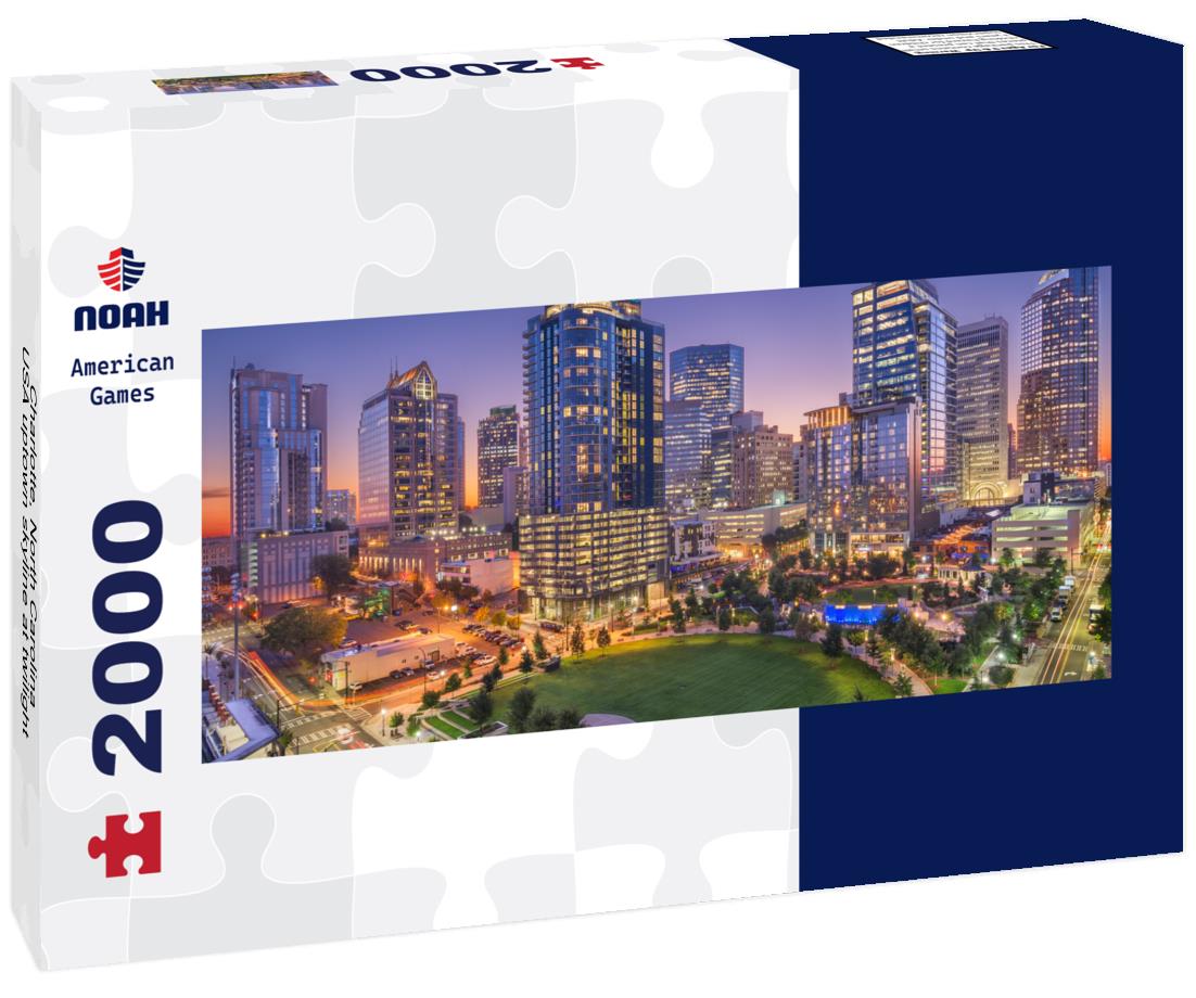 Charlotte, North Carolina, USA uptown skyline at twilight 2000pc Panoramic Puzzle