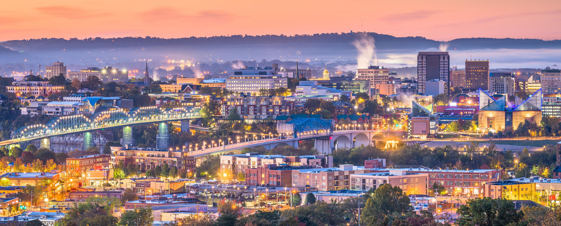 Chattanooga, Tennessee, USA downtown city skyline at dusk 2000pc Panoramic Puzzle