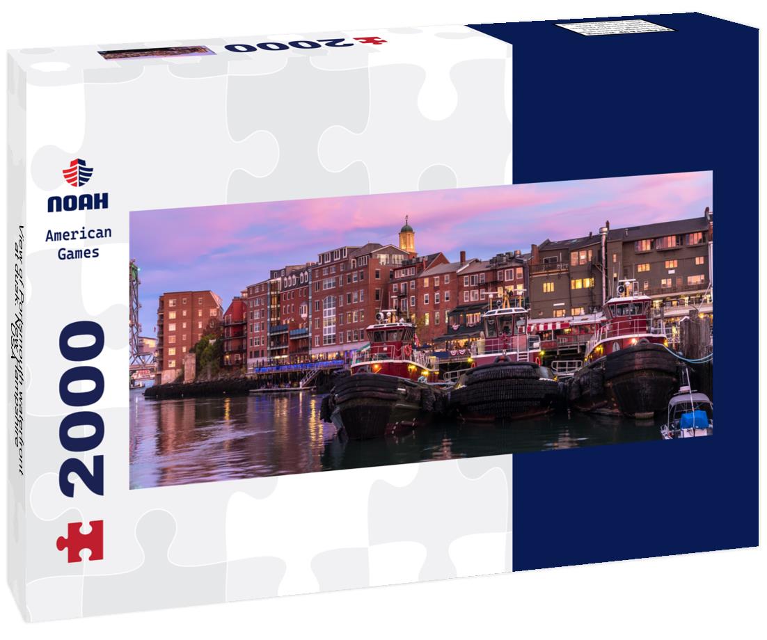 Portsmouth waterfront at dusk. New Hampshire, USA 2000pc Panoramic Puzzle