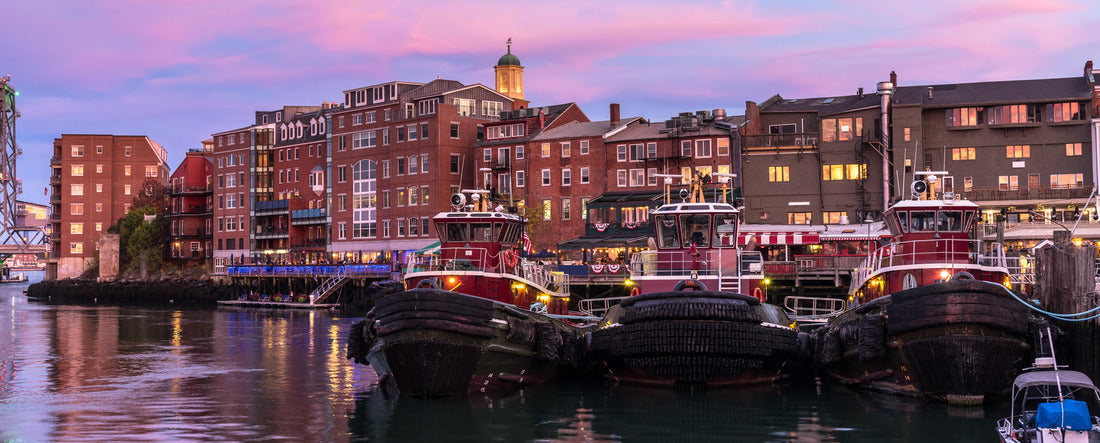 Portsmouth waterfront at dusk. New Hampshire, USA 2000pc Panoramic Puzzle