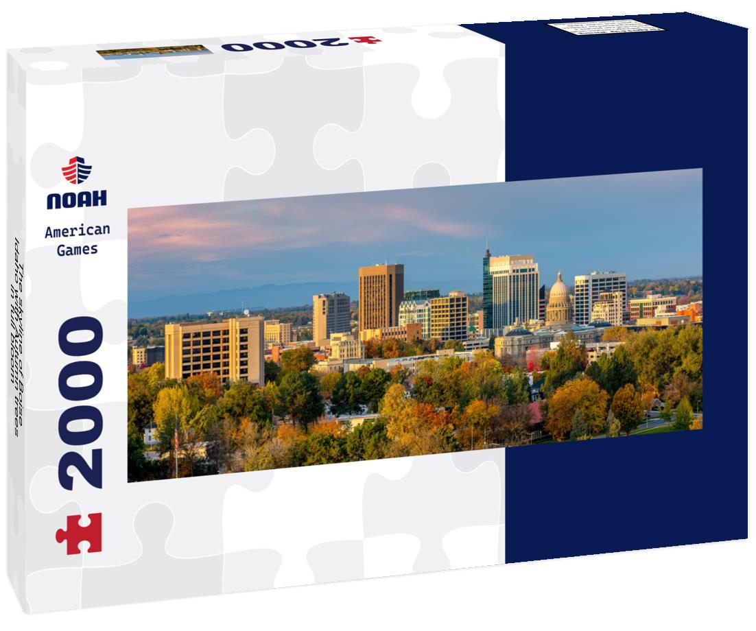 The skyline of Boise Idaho with Autumn trees in full bloom 2000pc Panoramic Puzzle
