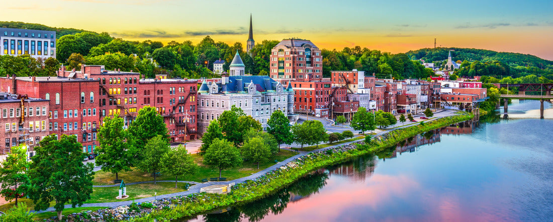 Augusta, Maine, USA downtown skyline on the Kennebec River 2000pc Panoramic Puzzle