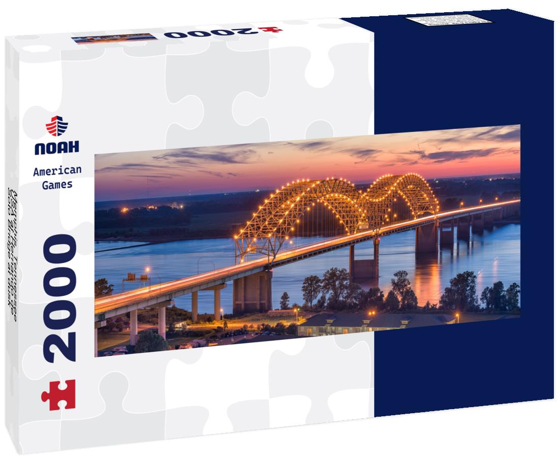 Memphis, Tennessee, USA at Hernando de Soto Bridge at dusk 2000pc Panoramic Puzzle