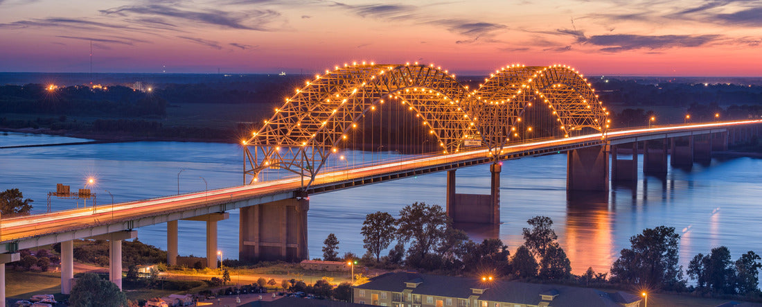 Memphis, Tennessee, USA at Hernando de Soto Bridge at dusk 2000pc Panoramic Puzzle