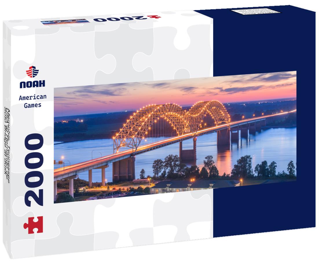 Memphis, Tennessee, USA at Hernando de Soto Bridge at dusk 2000pc Panoramic Puzzle