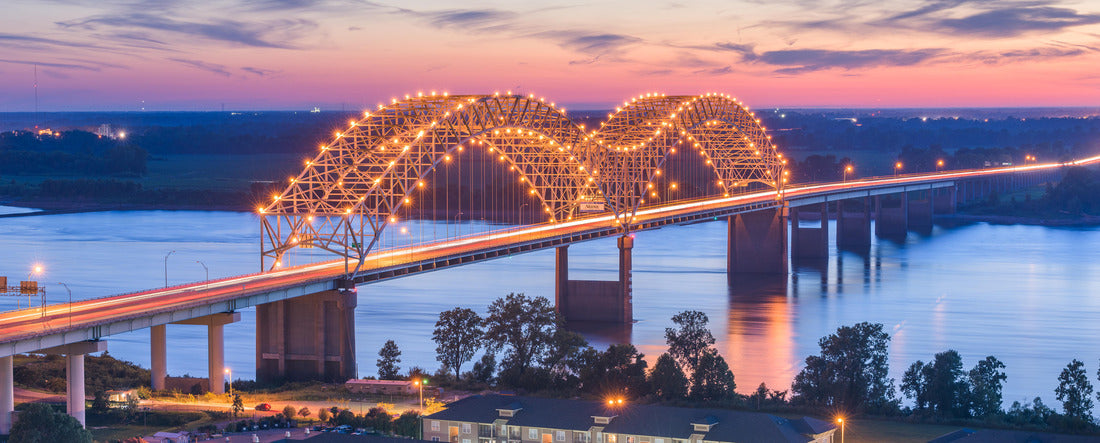 Memphis, Tennessee, USA at Hernando de Soto Bridge at dusk 2000pc Panoramic Puzzle